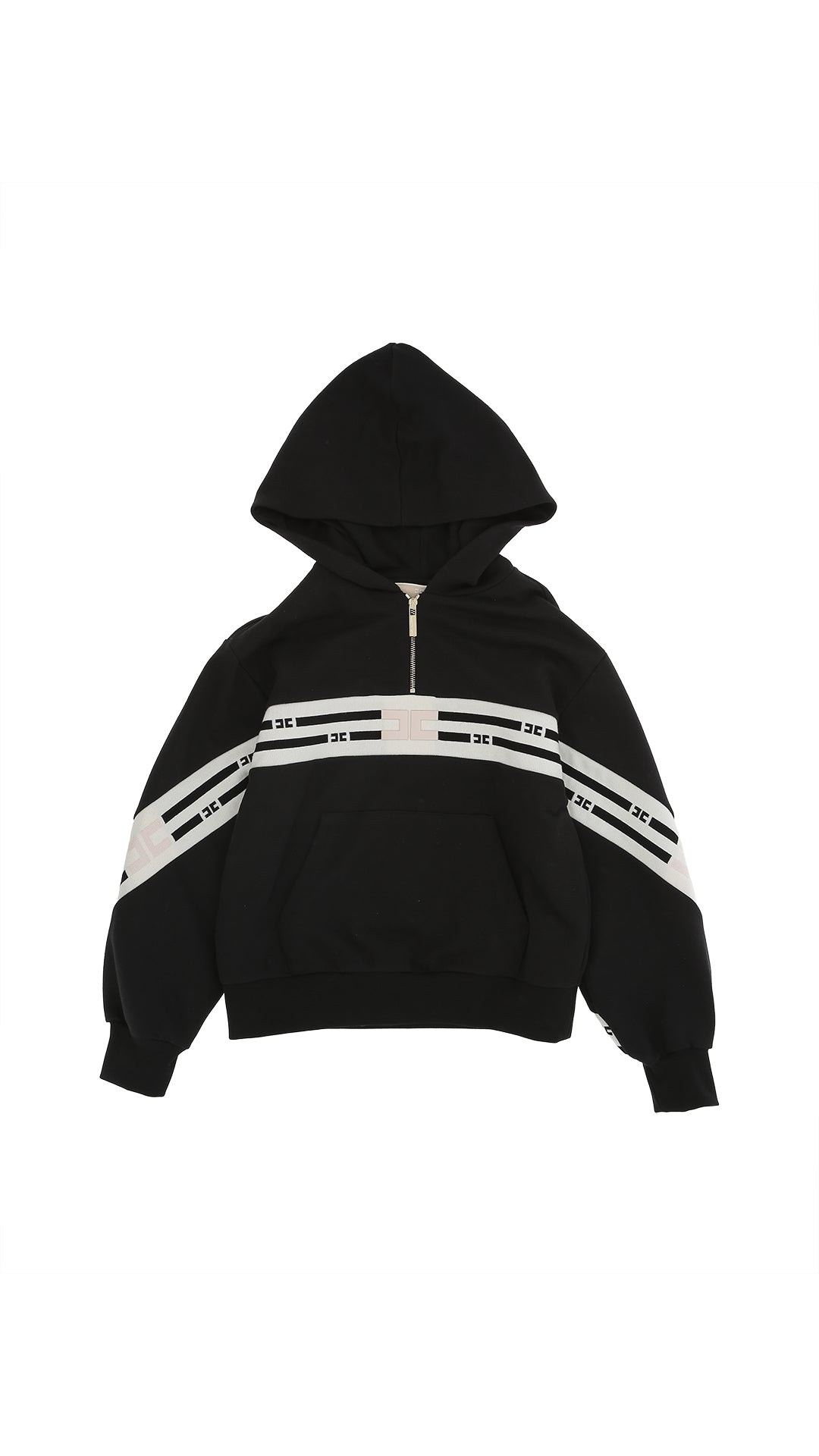 FELPA ELISABETTA FRANCHI CON CAPPUCCIO E BANDE LOGATE EFFE154